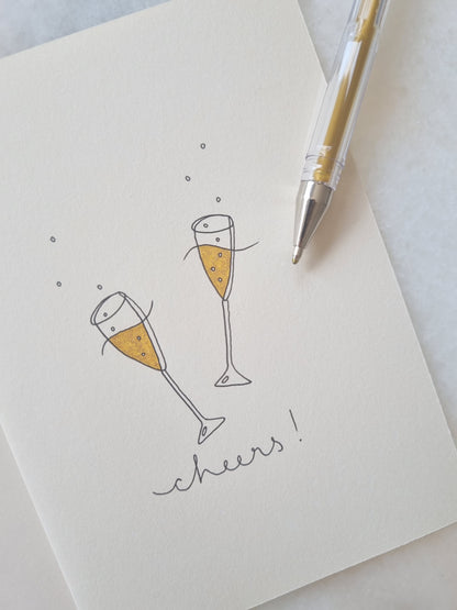 Cheers Hand Illustrated Greeting Card