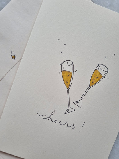 Cheers Hand Illustrated Greeting Card