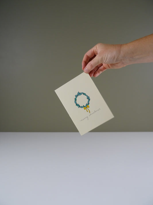 Christmas Wreath Hand Illustrated Greeting Card
