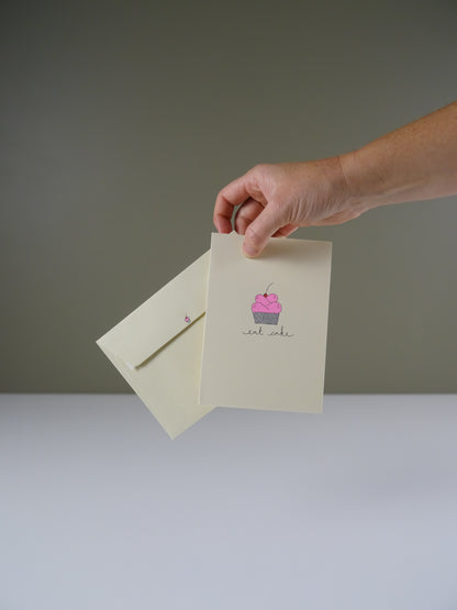 Eat Cake Hand Illustrated Greeting Card