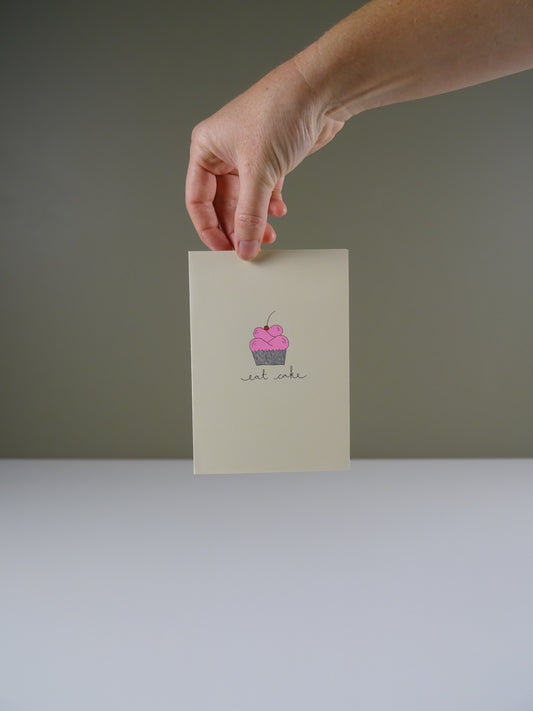 Eat Cake Hand Illustrated Greeting Card