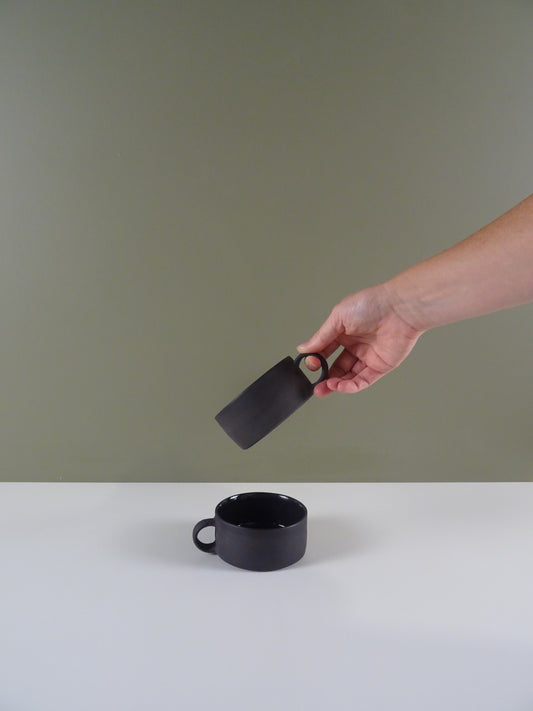 Ceramic Wide Coffee Cup - Black