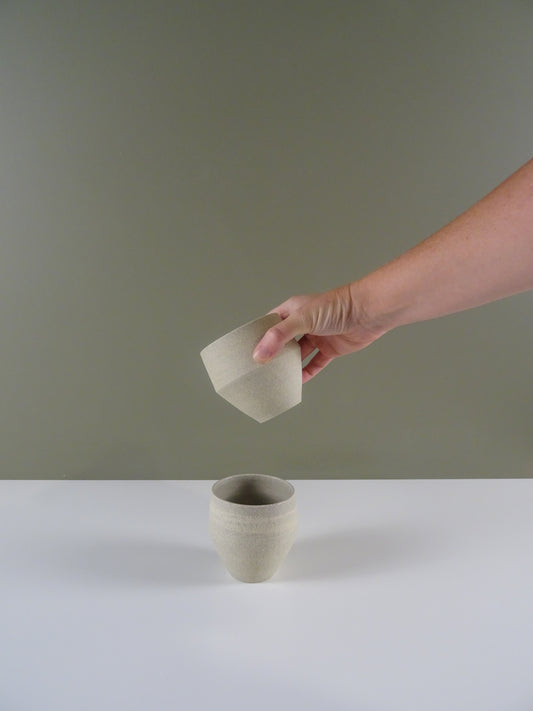 Handmade Ceramic Geometric Cup - Sand