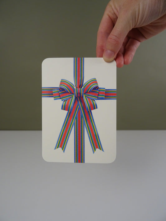 Candy Stripe Wrapped Bow Greeting Card