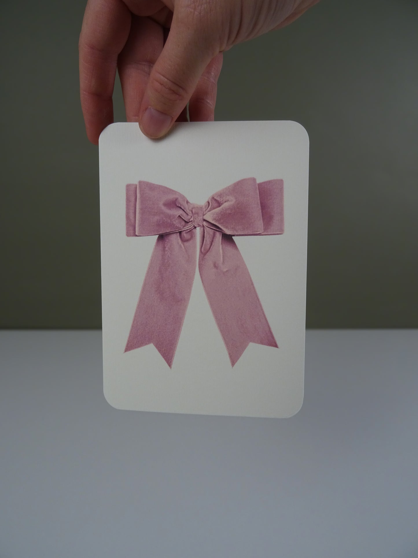 Baby Pink Velvet Bow Greeting Card