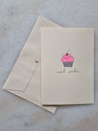 Eat Cake Hand Illustrated Greeting Card