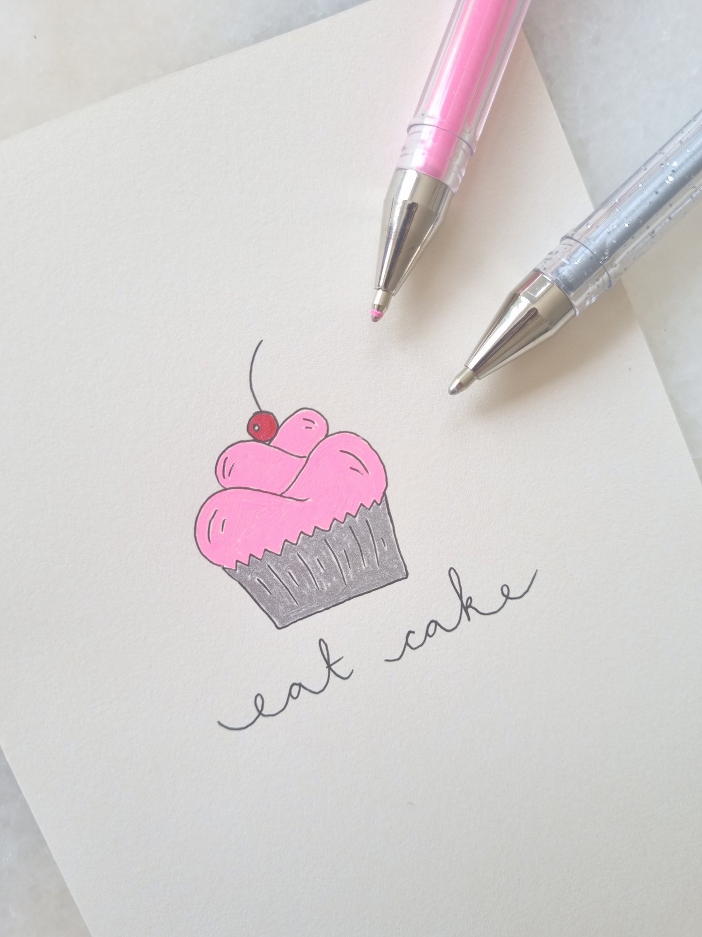 Eat Cake Hand Illustrated Greeting Card