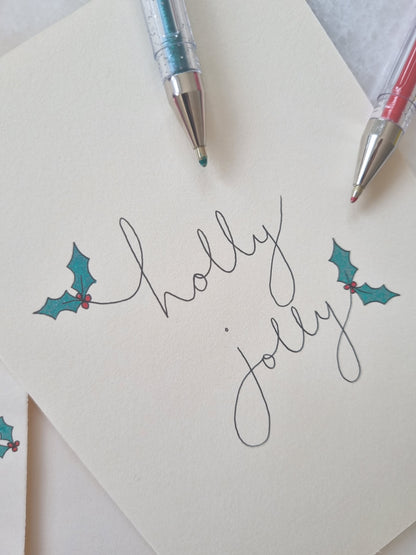 Holly Jolly Illustrated Greeting Card