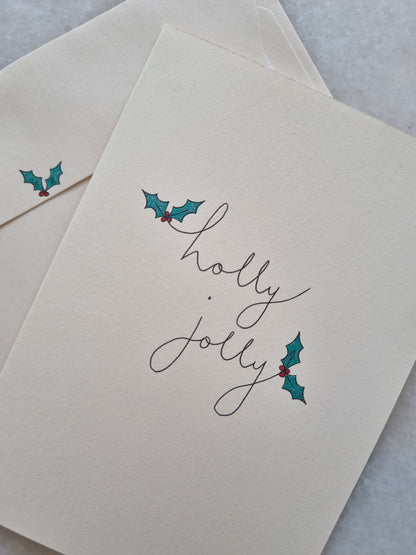 Holly Jolly Illustrated Greeting Card