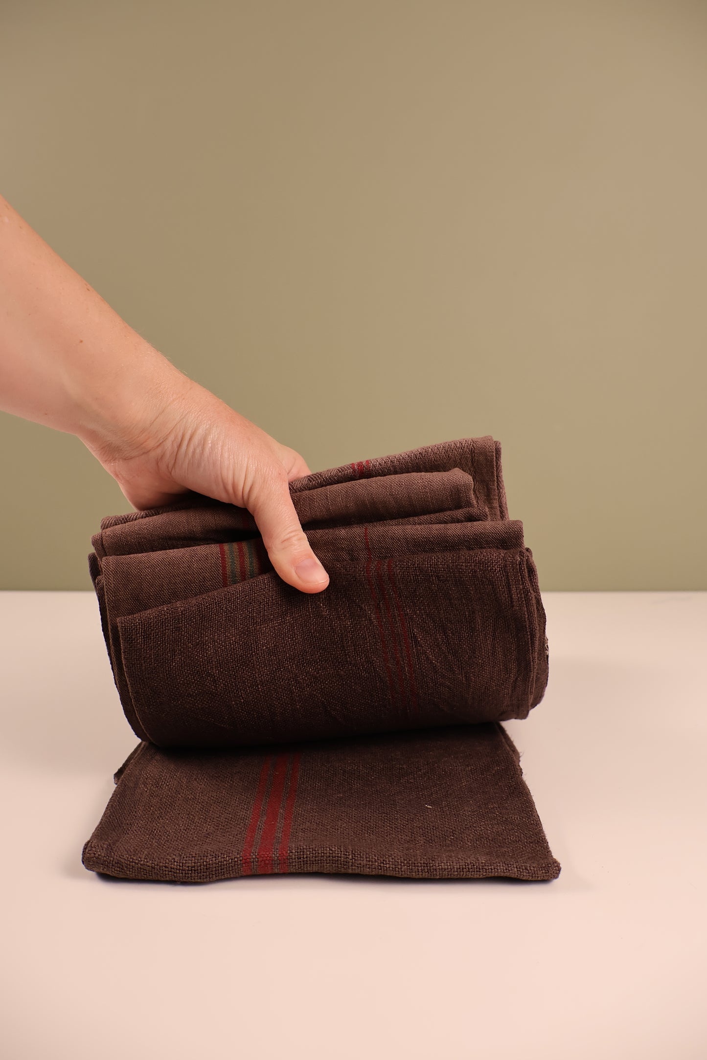 Vintage Tea Towel - Chocolate Brown