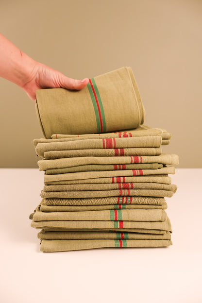 Vintage French Tea Towel - Khaki