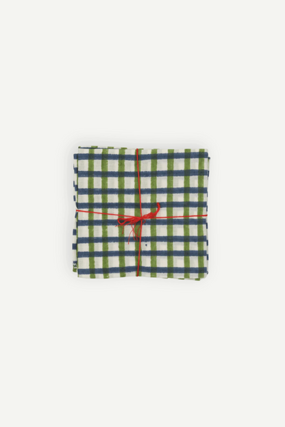 Suzette upcycled cotton napkins in Mira Jade print, set of 4