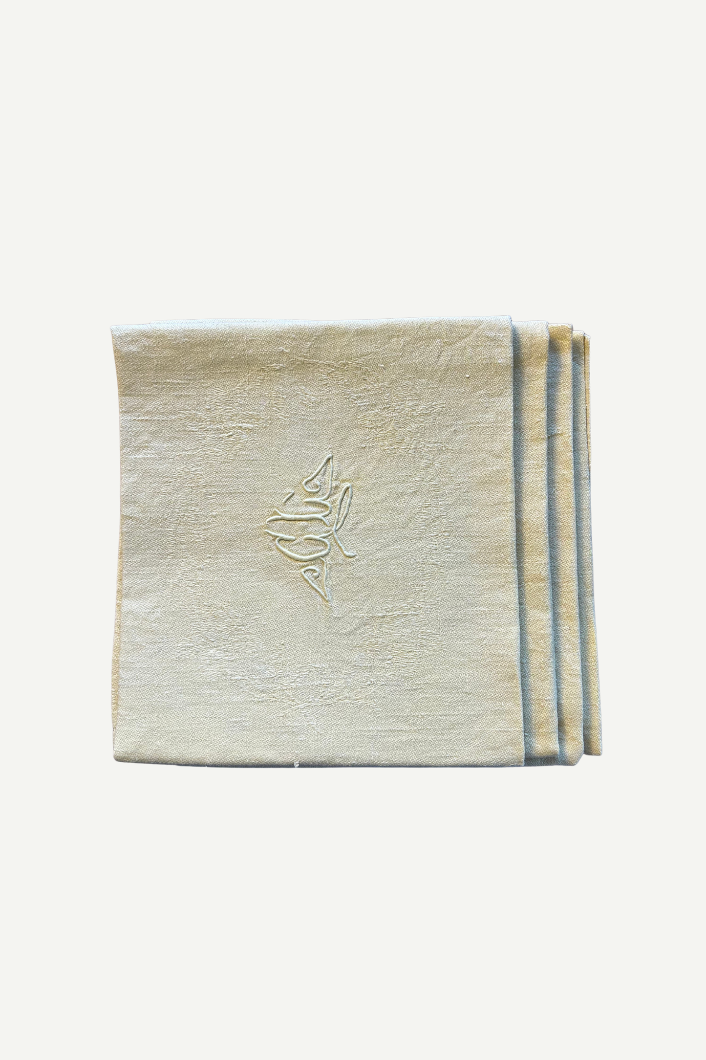 Vintage French Napkin - Butter Yellow, Set of 4