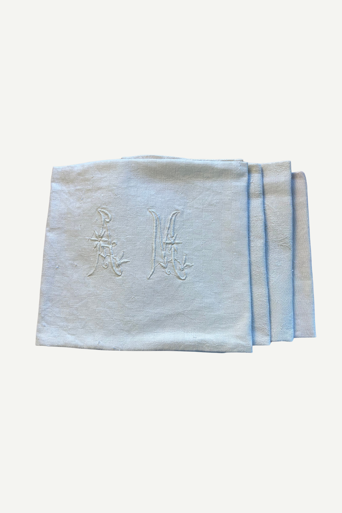 Vintage French linen napkins in ivory, set of four