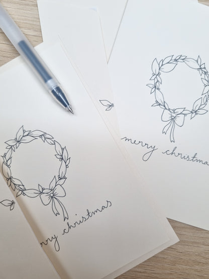Christmas Wreath Hand Illustrated Greeting Card