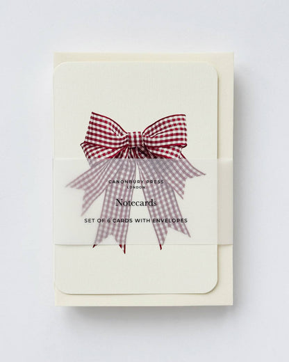 Red Gingham Double Tail Bow Greeting Card 