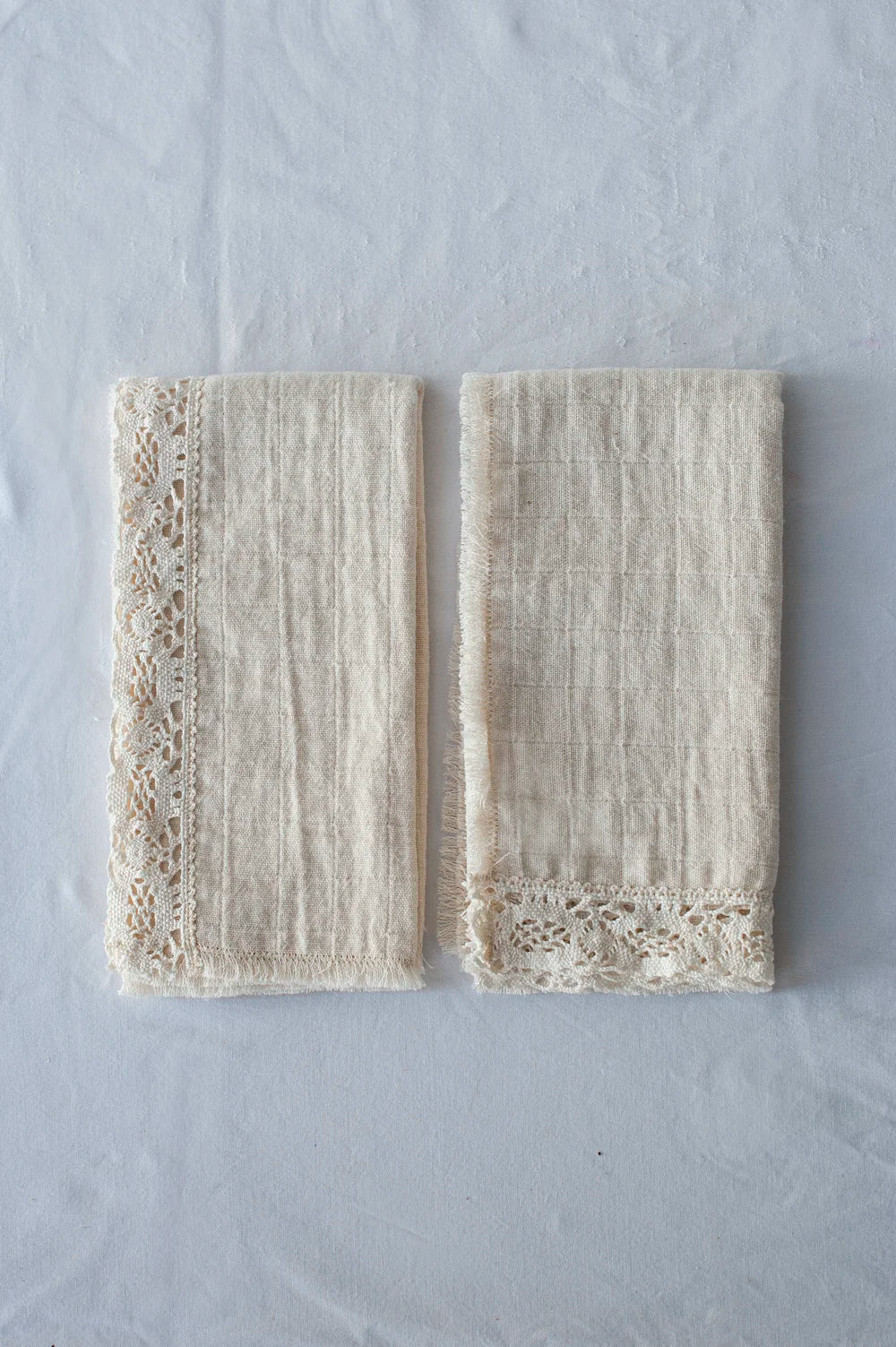 Portuguese cotton napkins with a lace edge by Bicla