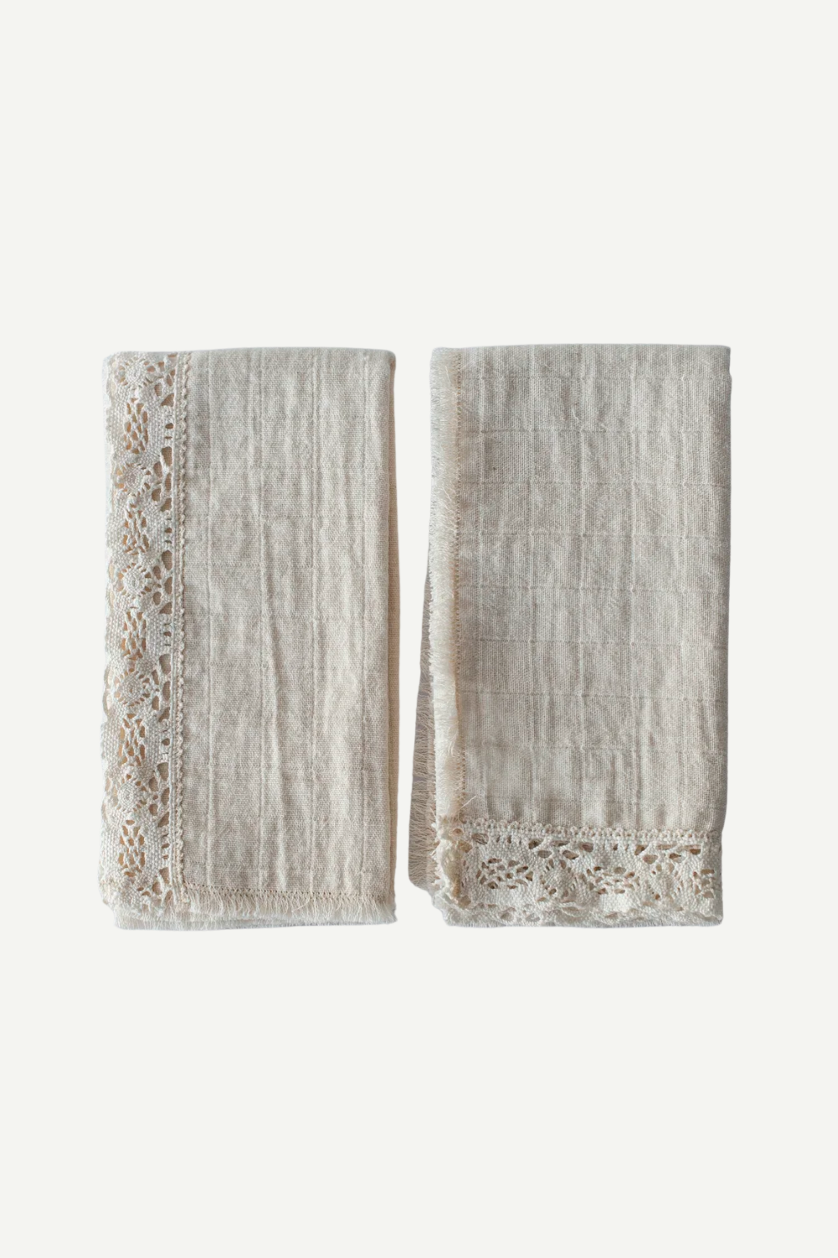 Portuguese cotton napkins with a lace edge by Bicla