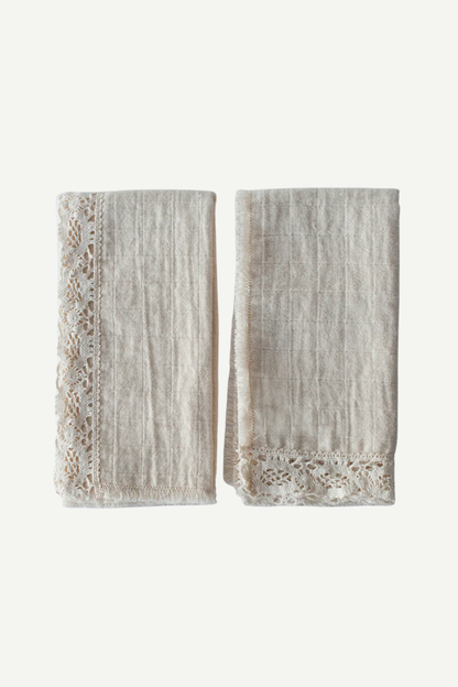 Portuguese cotton napkins with a lace edge by Bicla