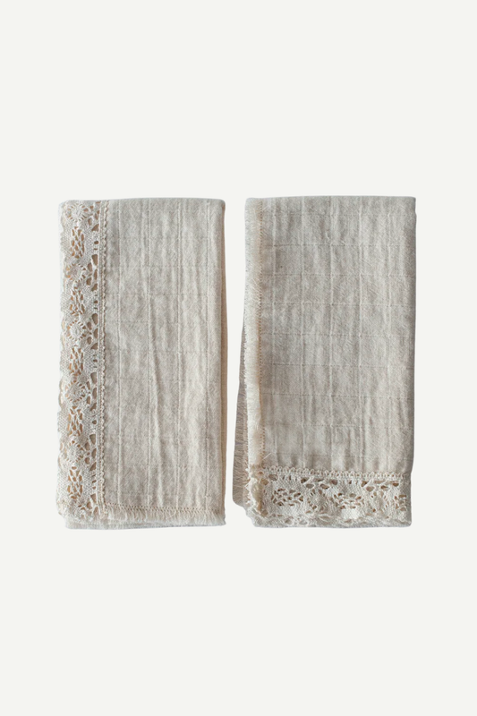 Portuguese cotton napkins with a lace edge by Bicla