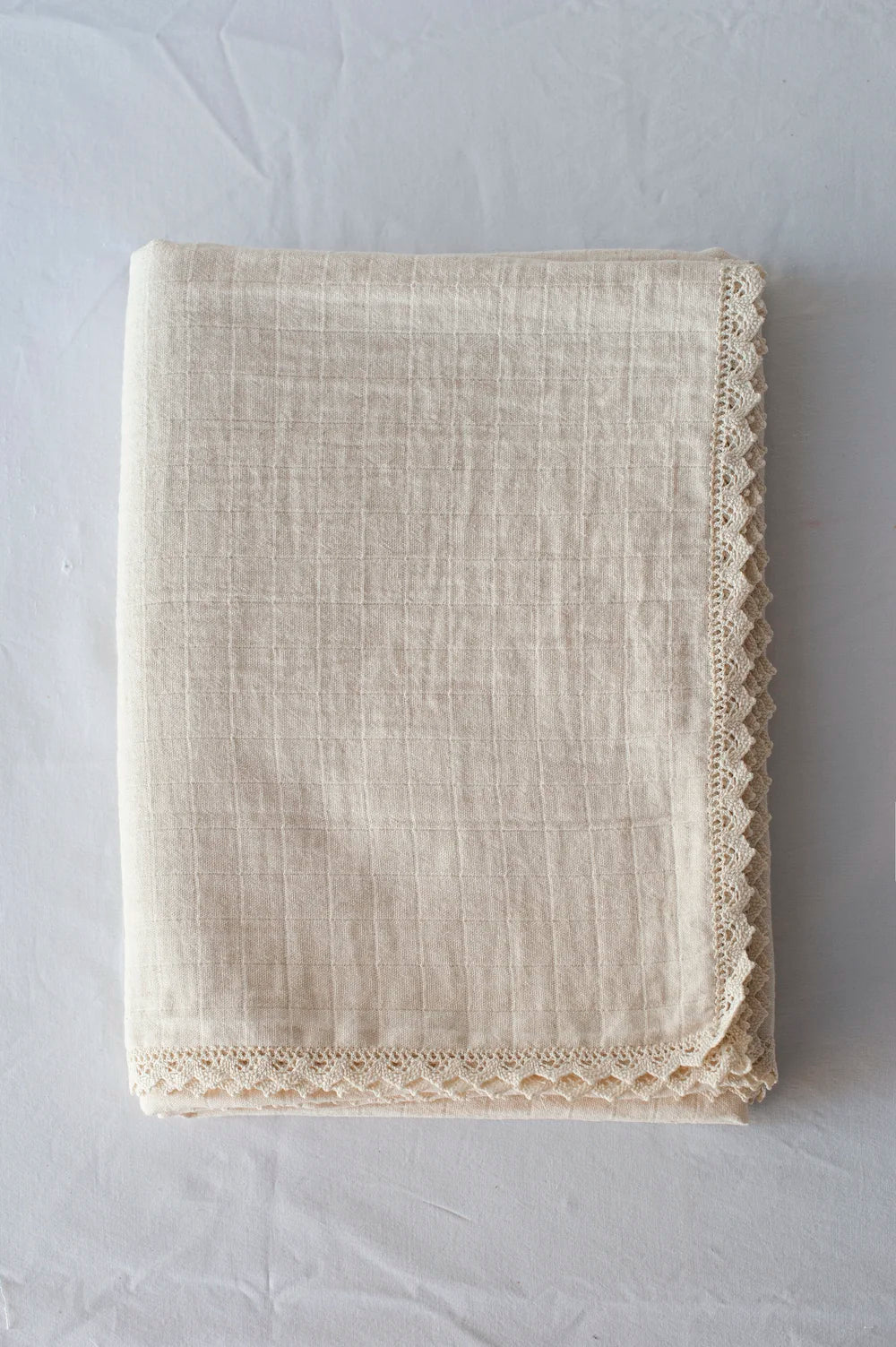 Portuguese cotton tablecloth with pointelle lace by Bicla
