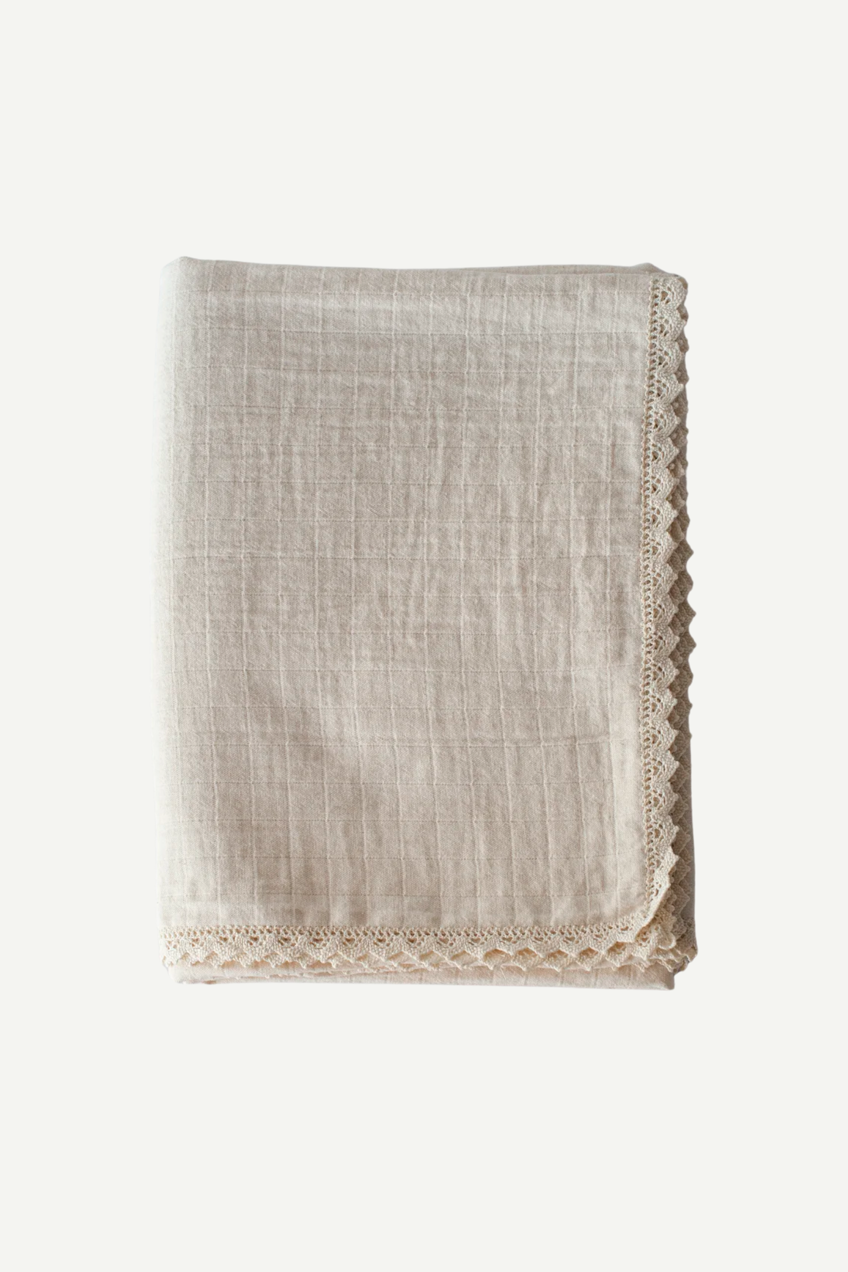 Portuguese cotton tablecloth with pointelle lace by Bicla