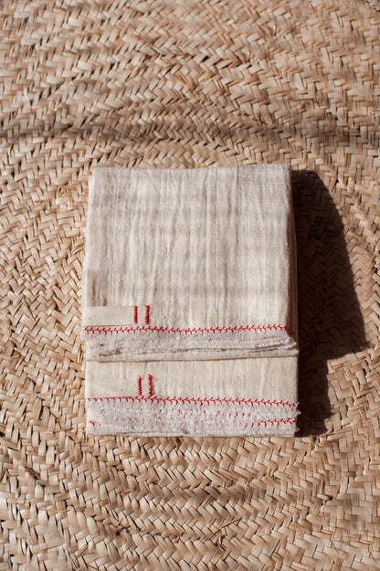 Portuguese cotton tea towels with a red branch by Bicla