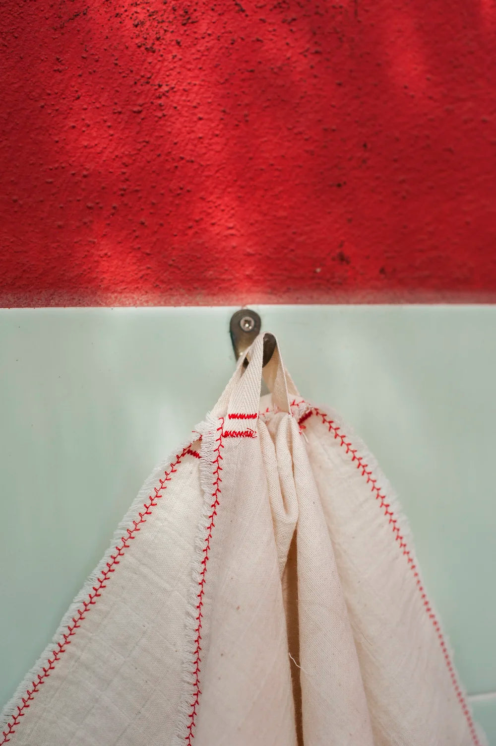 Portuguese cotton tea towels with a red branch by Bicla