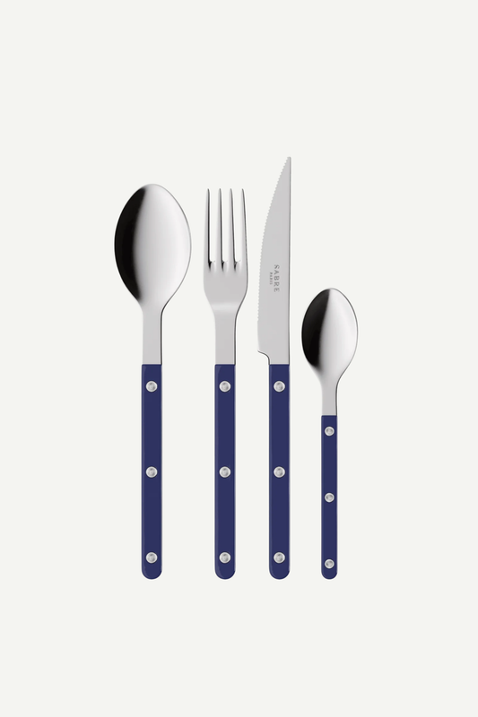 Bistrot four-piece cutlery set with navy blue handles by Sabre Paris