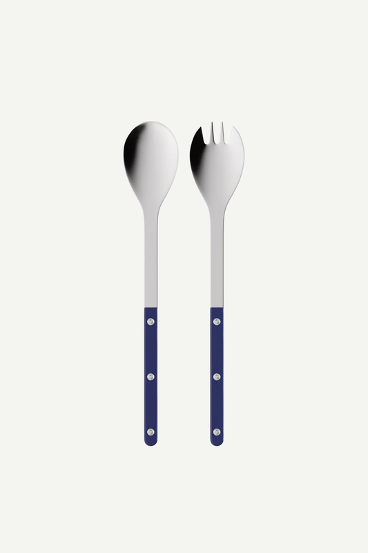Bistrot two-piece salad serving set with navy blue handles by Sabre Paris