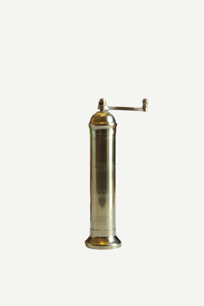 Solid brass salt mill by Alexander Mills, Thessaloniki, Greece