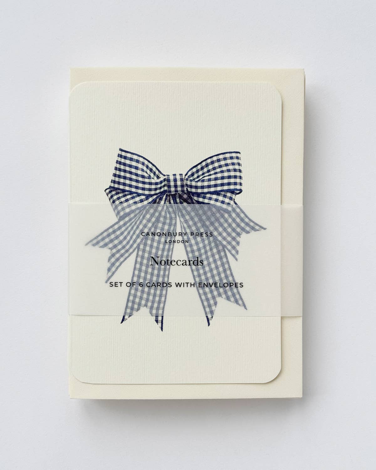 Blue Gingham Double Tailed Bow Greeting Card 