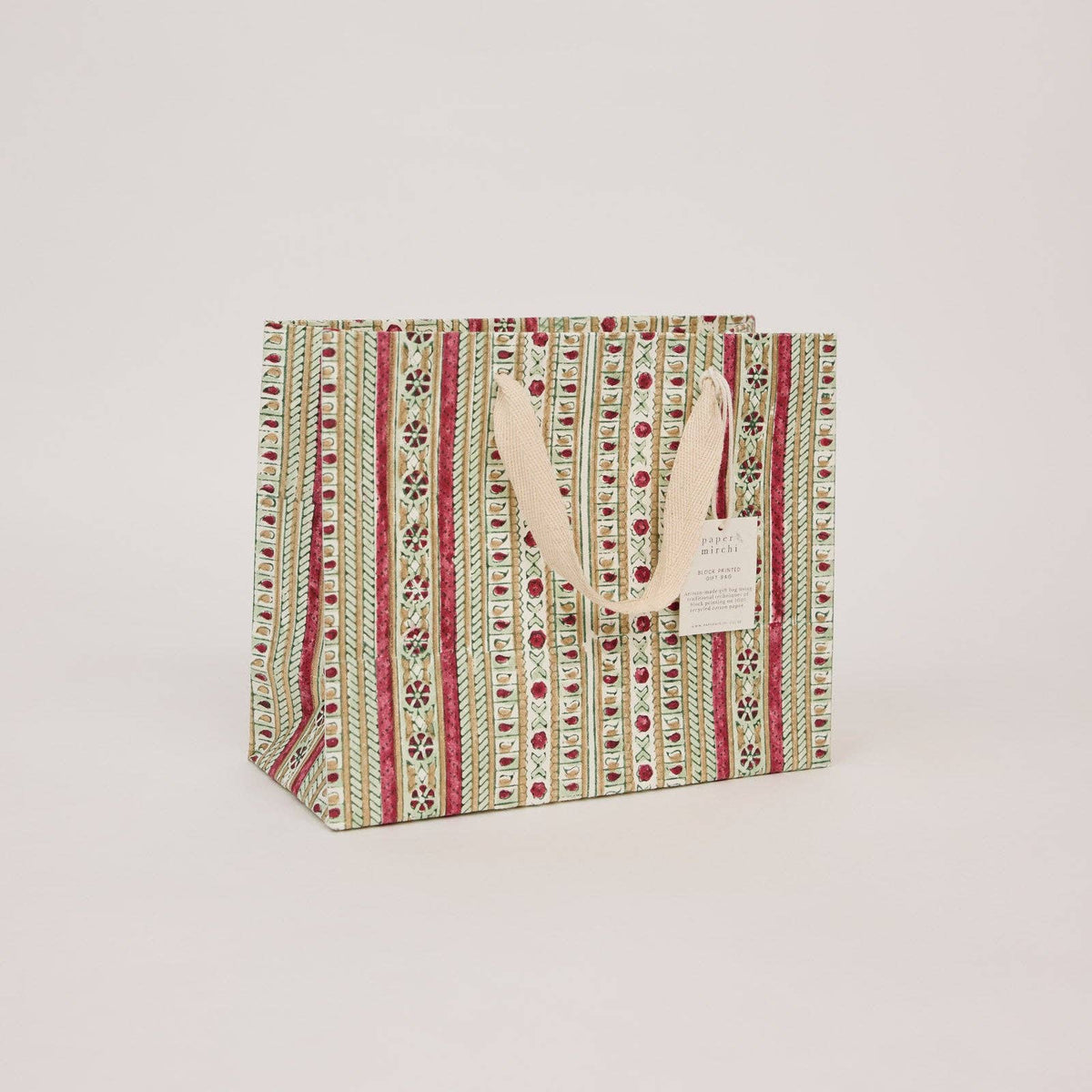 Block printed Christmas gift bags in medium