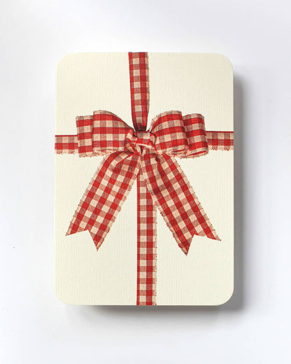 Red Gingham Wrapped Bow Greeting Card