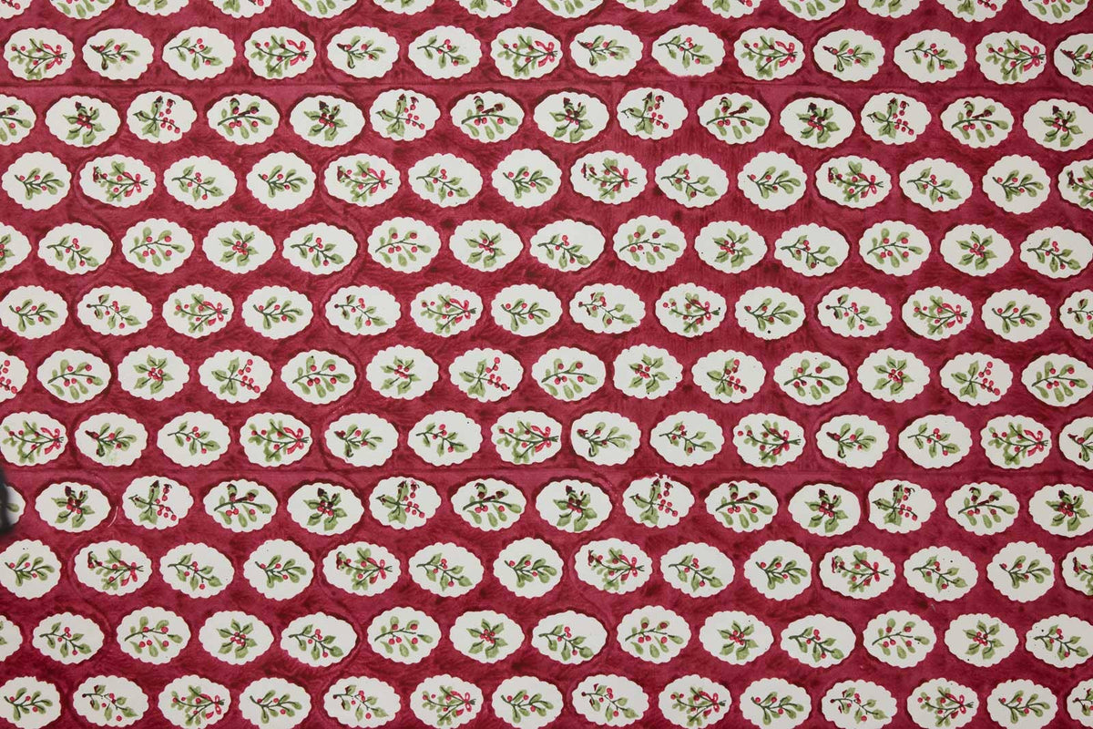 Block printed wrapping paper in Scallop Tiles Christmas Pudding