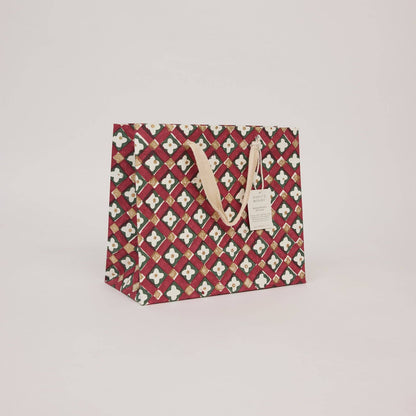 Block printed Christmas gift bags in medium