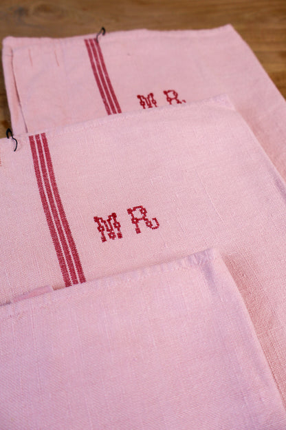 Vintage French Tea Towel - Ballerina Pink