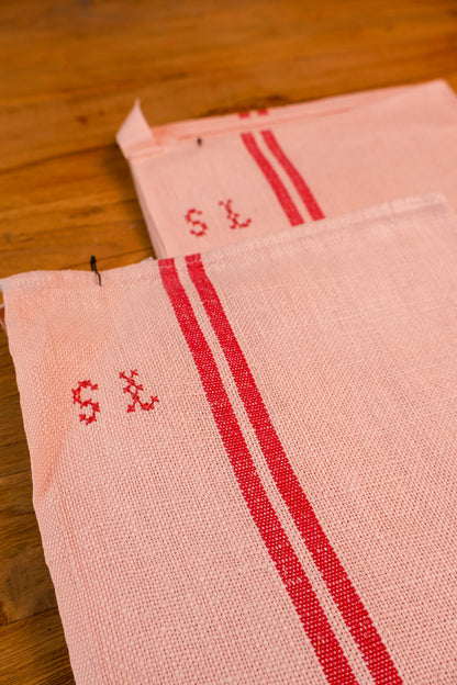 Vintage French Tea Towel - Ballerina Pink