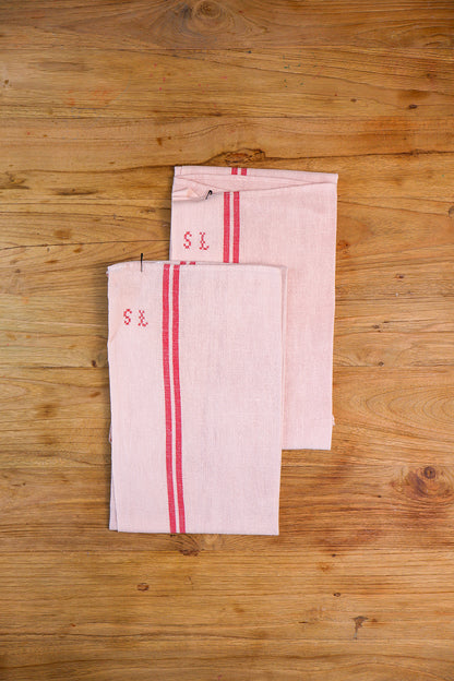 Vintage French Tea Towel - Ballerina Pink