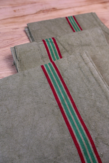 Vintage French Tea Towel - Dark Khaki