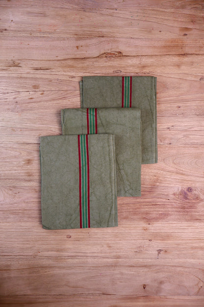 Vintage French Tea Towel - Dark Khaki