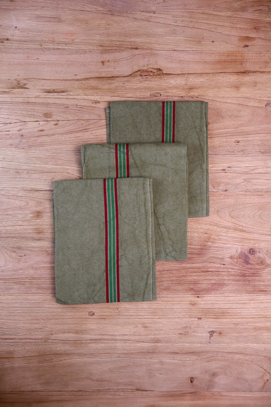 Vintage French Tea Towel - Dark Khaki