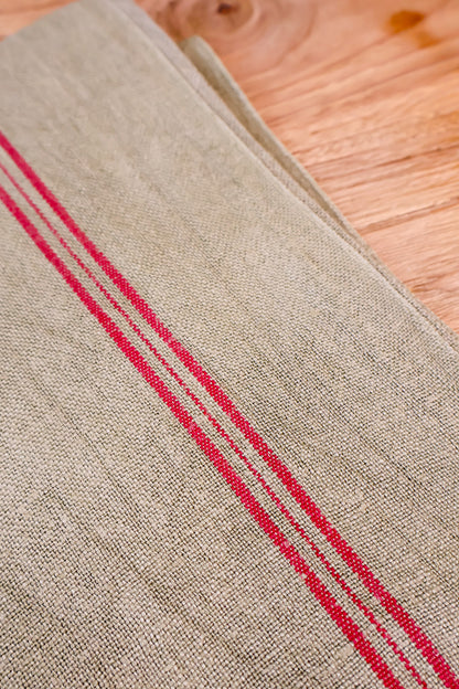 Vintage French Tea Towel - Khaki
