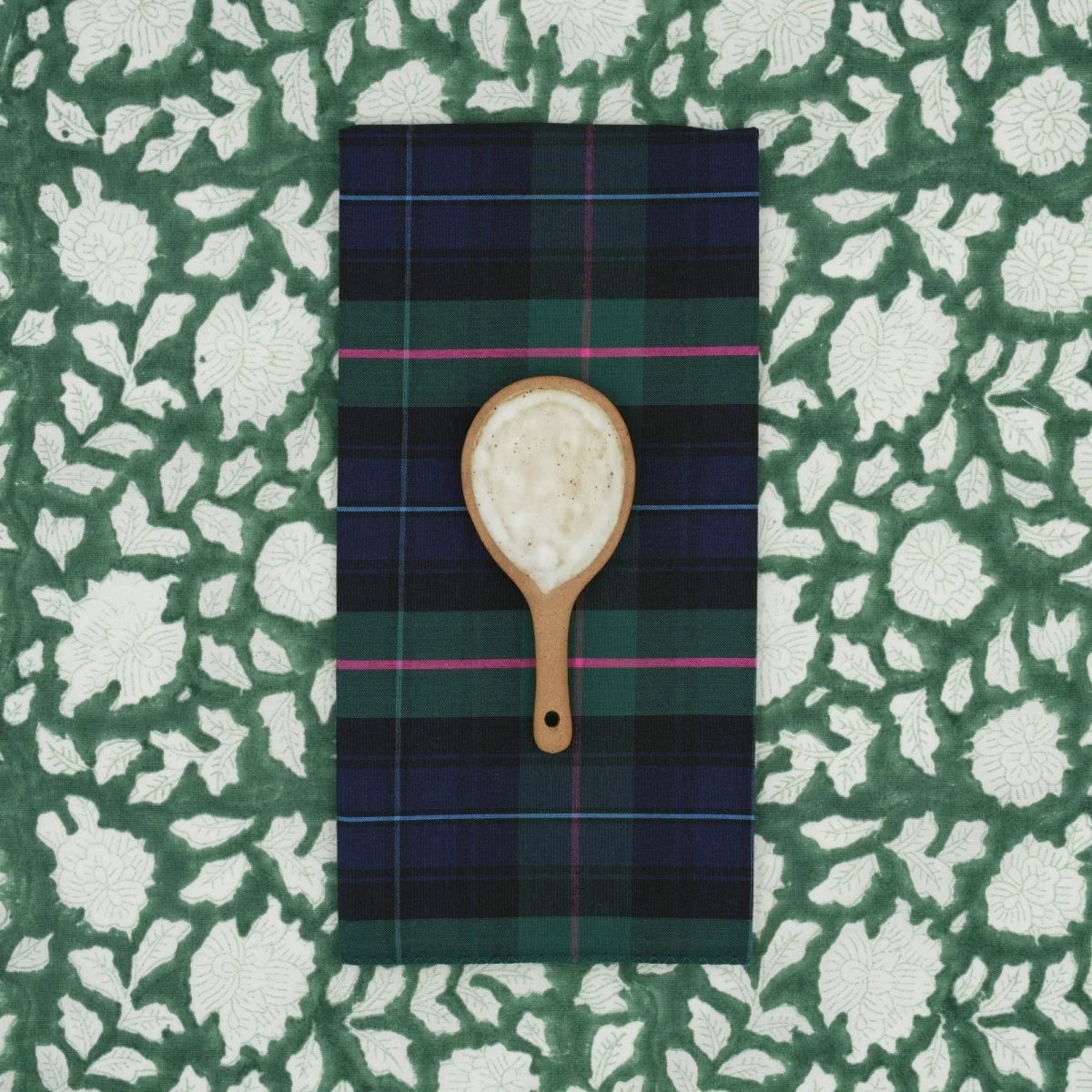 Suzette upcycled cotton napkins in Brit Evergreen print, set of 4