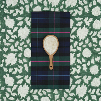 Suzette upcycled cotton napkins in Brit Evergreen print, set of 4