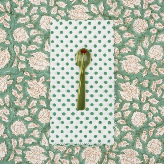 Suzette Polka Juniper upcycled cotton napkins, set of 4 – view 2