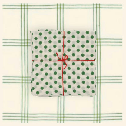 Suzette Polka Juniper upcycled cotton napkins, set of 4 – view 3