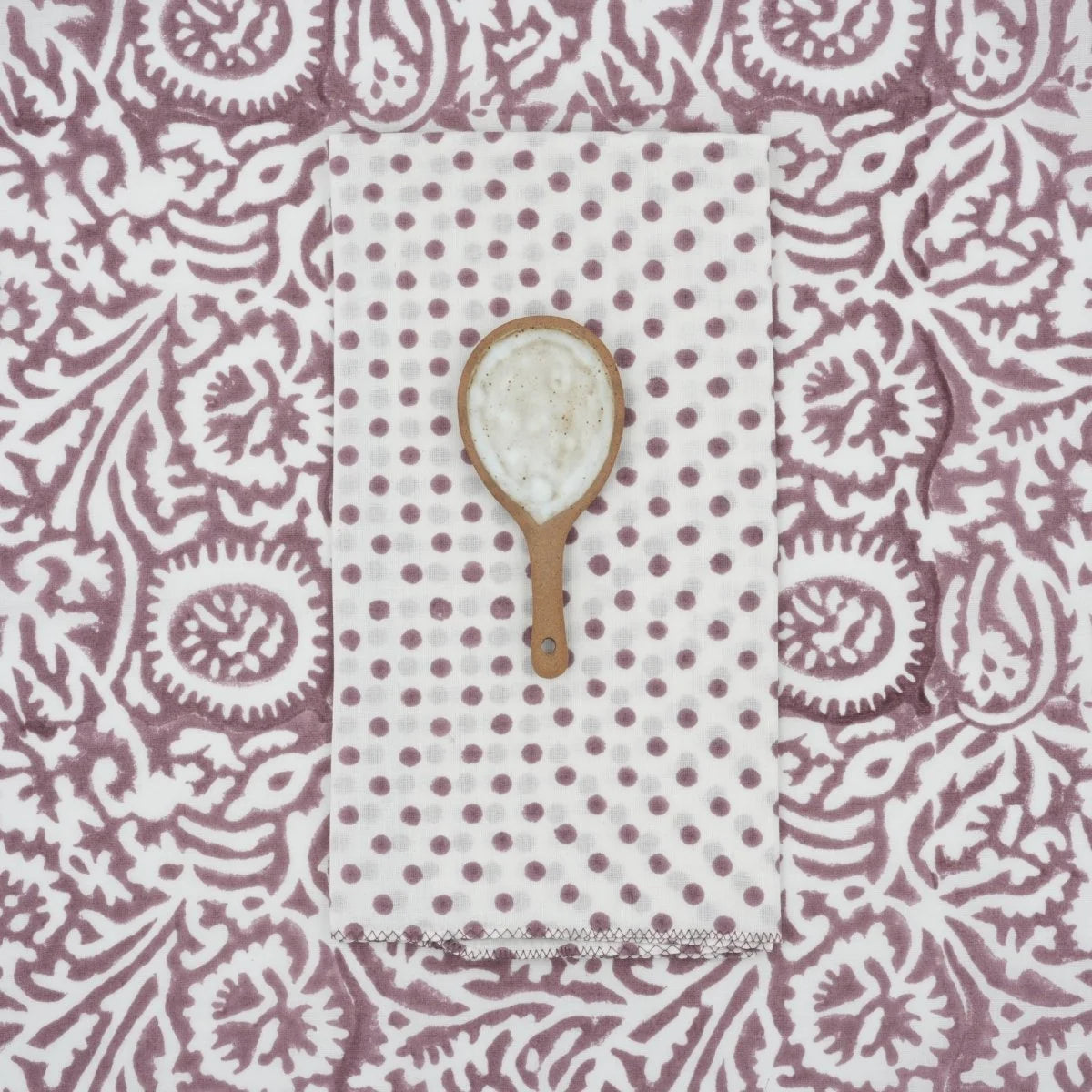 Suzette Polka Zephyr upcycled cotton napkins, set of 4 – view 2