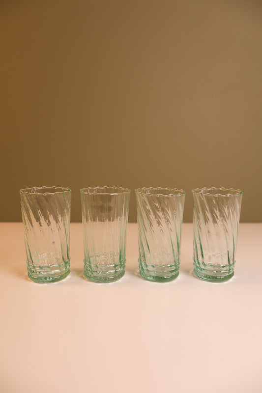 Moroccan Handmade Ripple Glass – Tall (Set of 4)